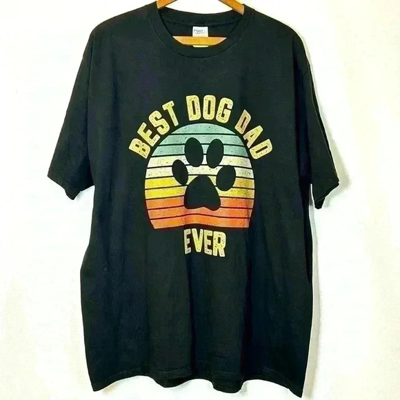 Best Dad Dog Ever Men's 2XL T-Shirt Pet Puppy XXL Family Husky Park Walk  Leash - Picture 1 of 6
